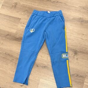 Vibrant Blue Kids Joggers with Yellow Stripe